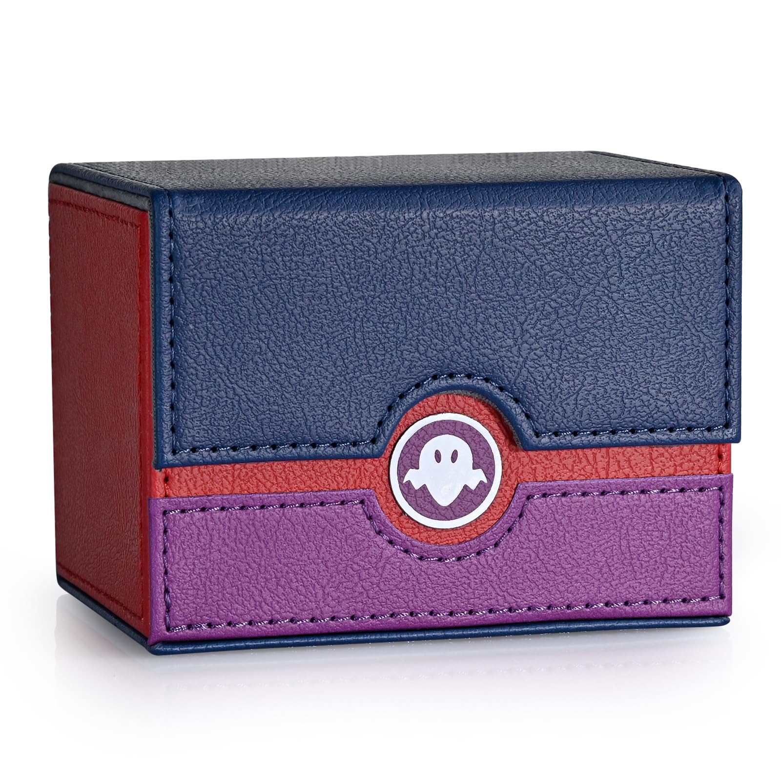 Card Deck Box for PTCG MTG Fits 120+ Sleeved Cards, Magic Commander Card Storage Box for TCG CCG Games Cards (Blue&Purple)