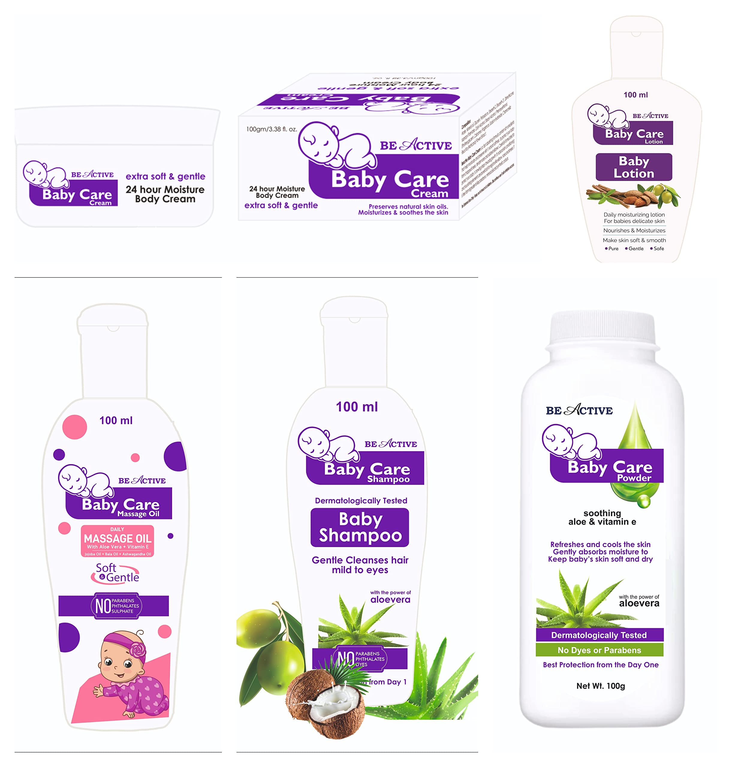New Born Essentials Baby gift set Baby Powder, Cream, Lotion And Massage Oil-image-44