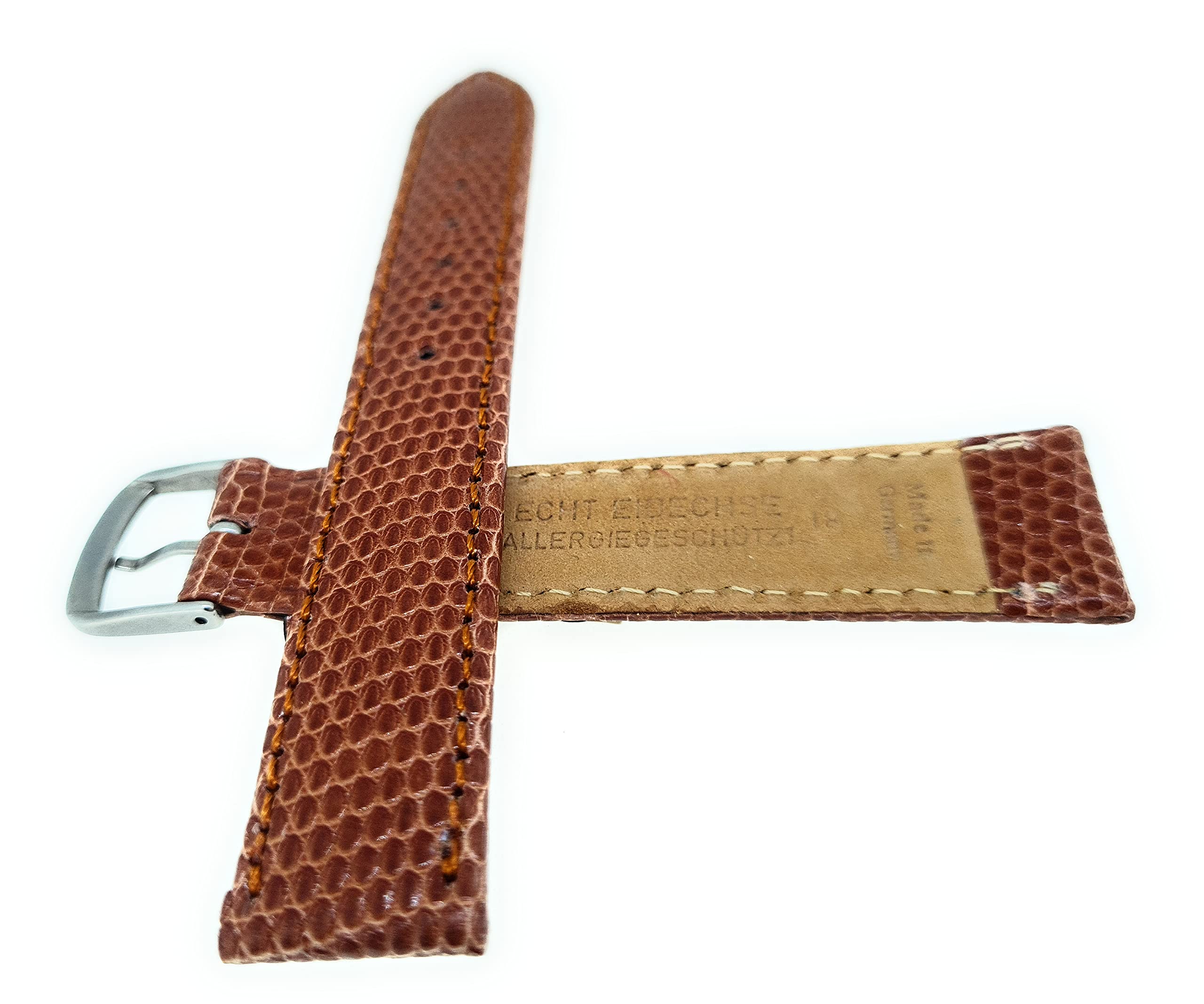 Bracelet de montre véritable lézard 18 mm cognac marron fabriqué en Allemagne