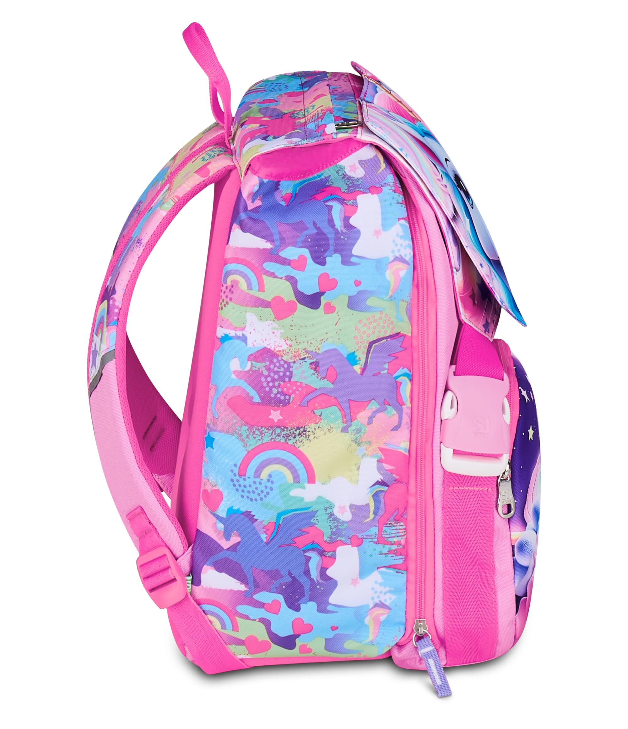 SJ GANG STYLE JAM GANG Zaino Doppio Scomparto Estensibile, Rosa, Maxi Capienza, Schienale Preformato, Bambina, Scuola Elementare