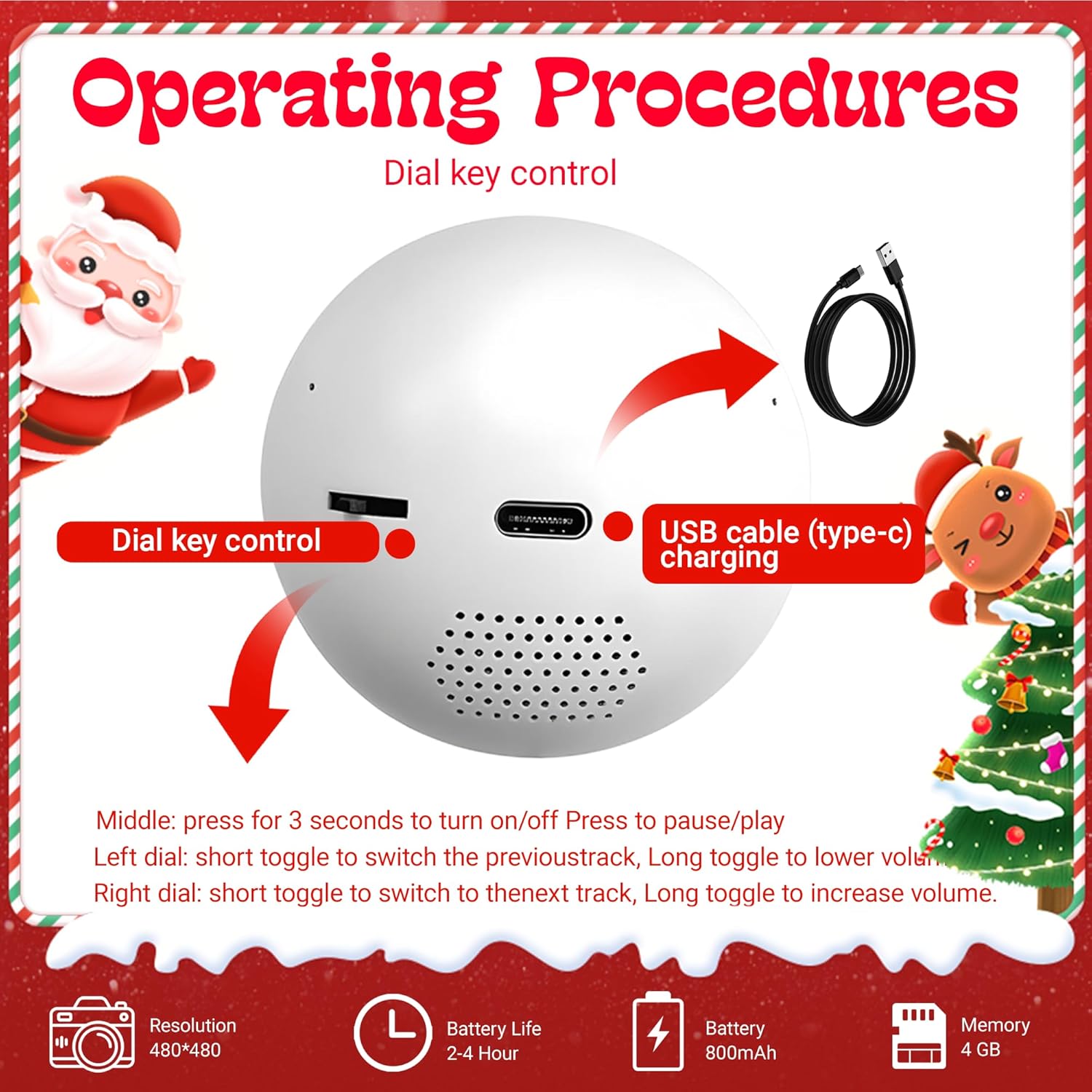 2.7" Custom Crystal Ball Video Player,Memory Sphere Ornament, Memory Orb Custom Video Sphere, Personalized Uploadable Videos & Photos, USB Rechargeable Crystal Ball Video Player for Gifts(Orange)