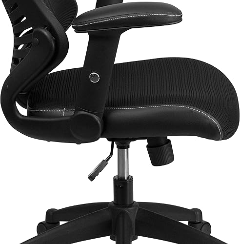 Miniatura 10 de Flash Furniture Silla de oficina ergonómica giratoria ejecutiva de malla negra de diseño de respaldo alto con brazos ajustables