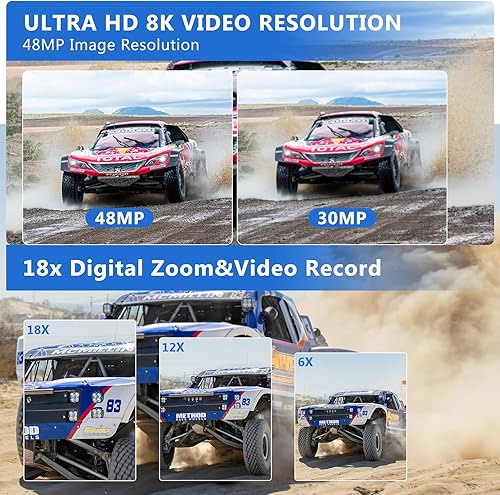 Miniatura 3 de VETEK Cámara de video 8k videocámara 48MP UHD WiFi IR visión nocturna Vlogging cámara para YouTube, zoom digital 18X 3.0 pulgadas pantalla LCD
