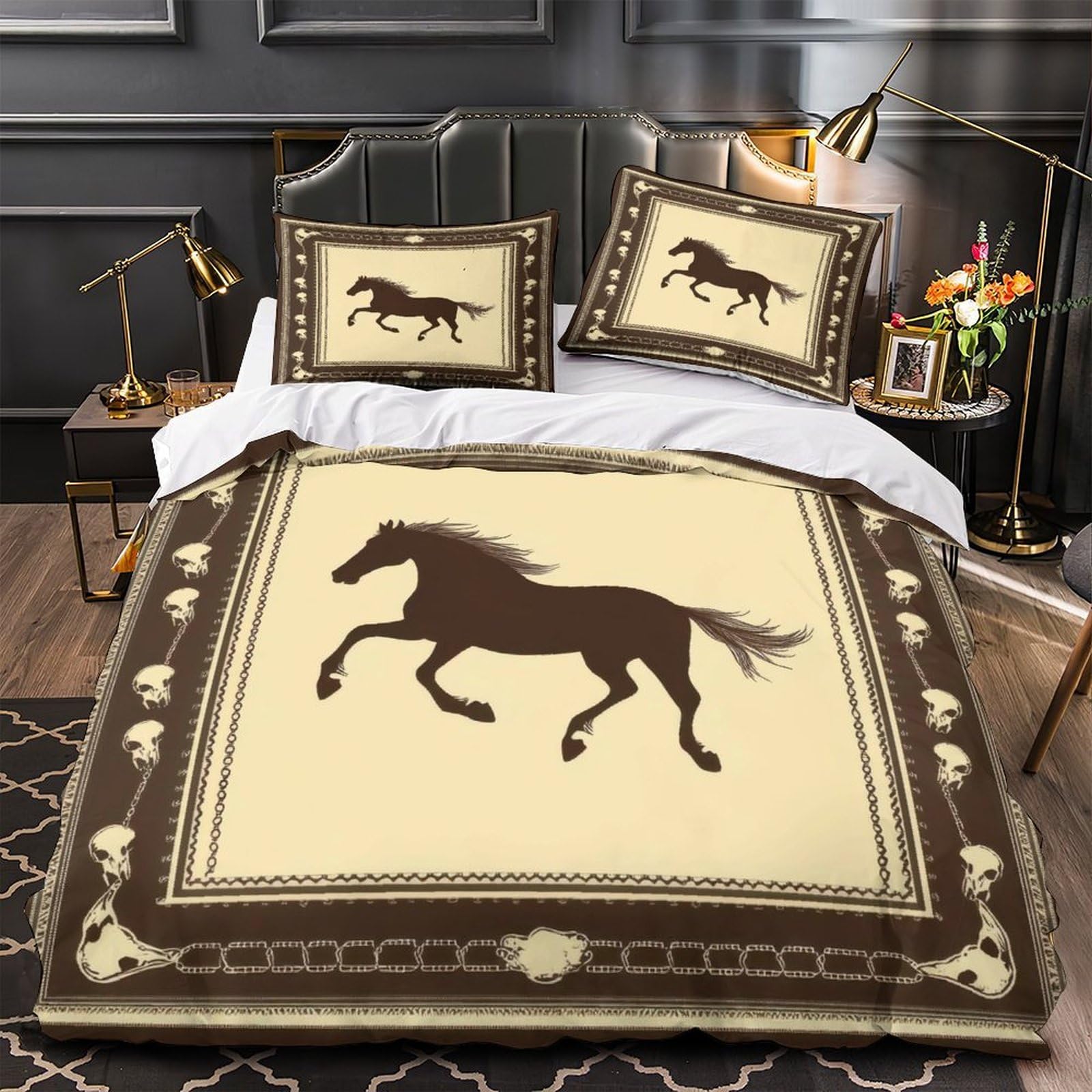 Housse de couette cheval 135x200 ultra douce pour sommeil confortable