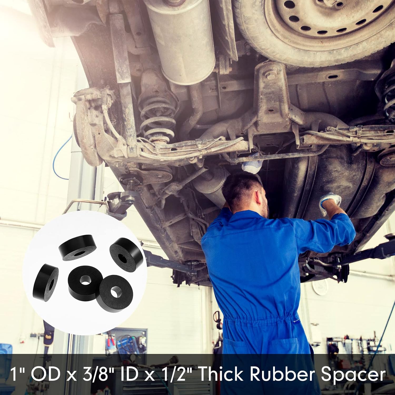 Fabbay Multi Purpose Rubber Spacer 1 OD x 3/8 ID x 1/2 Inch Thickness Black Round Rubber Washers Anti Vibration Bushings Spacers Washers for Home and Car Accessories(120 Pcs)