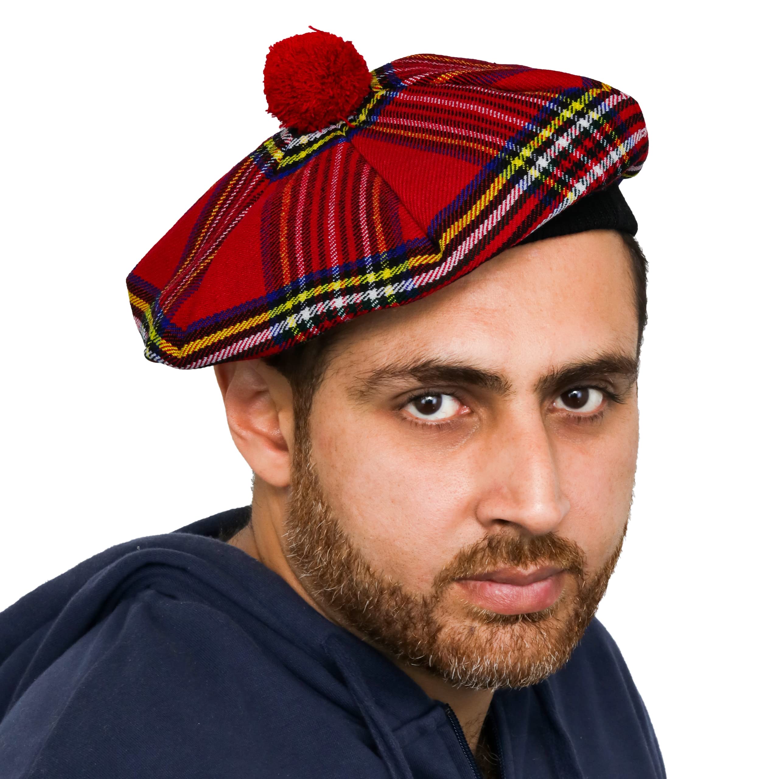Dss Kilts Men's Royal Stewart Tartan Tammy Hat Scottish Tam O' Shanter Acrylic Tartan Wool Tammy Hat-Kilt Accessory For One Size