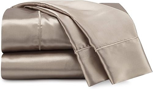 Miniatura 10 de Martex Elegance - Juego de sábanas de satén de 4 piezas, tamaño King, calidad de hotel de lujo, estampado de leopardo, suave y sedoso, color marrón