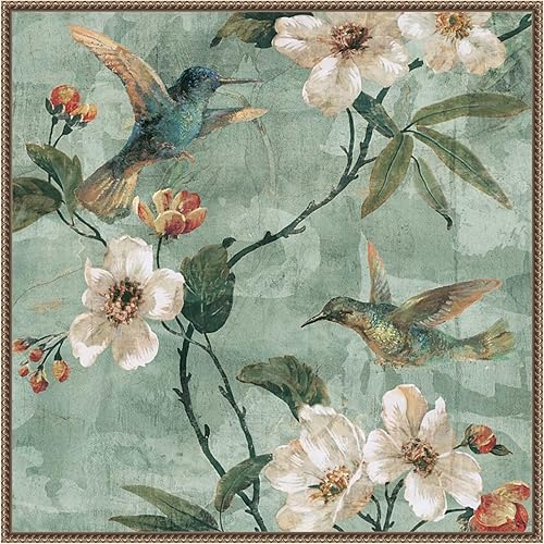 Amanti Art Lienzo enmarcado para pared, 30 x 30 pulgadas, diseño floral de pájaros de una pluma II por Renee Campbell, lienzo enmarcado para pared,
