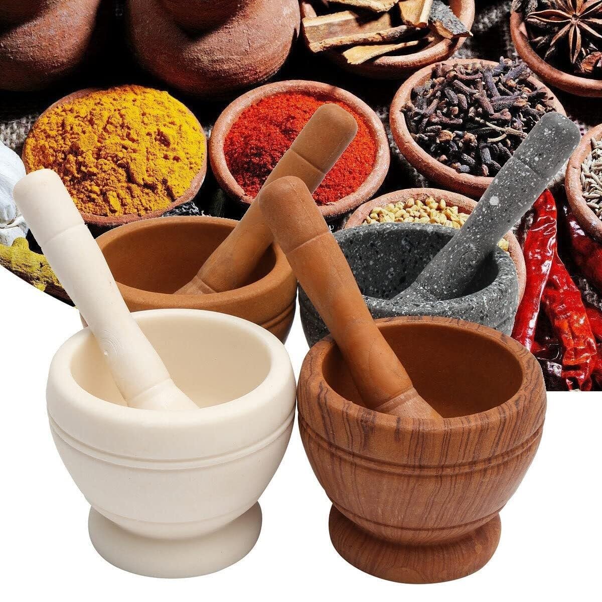 Pestello Impostare Come Spezia Set di Pestelli for Uso Domestico, Aglio, Erbe, Spezie, Miscelazione, Utensile da Cucina for Triturare Utensile Professionale