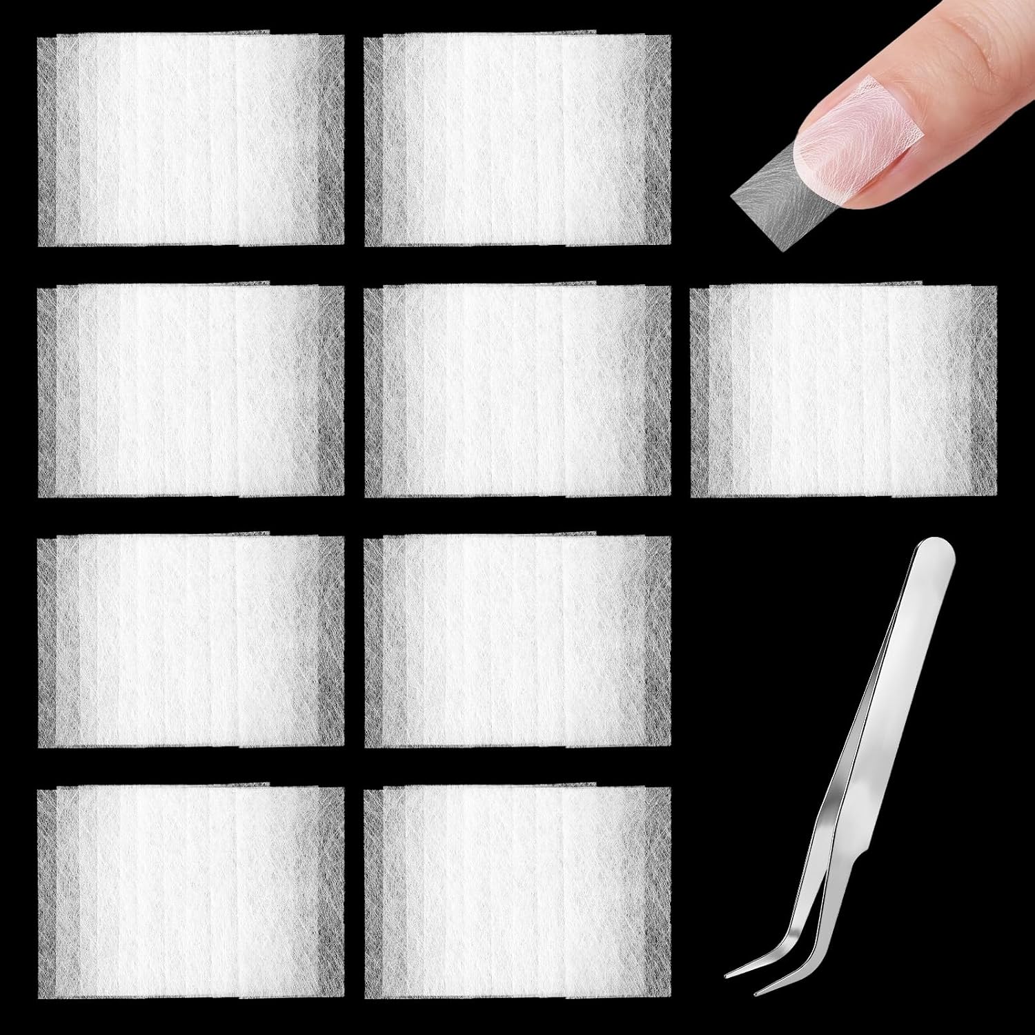 100Pcs Silk Nail Wrap Kit with Tweezers– Repair Split/Broken Nails