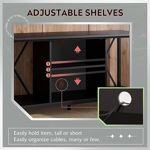 Miniatura 4 de WLIVE Soporte de TV industrial para TV de hasta 45 pulgadas, centro de entretenimiento con marco de metal resistente, consola multimedia compacta