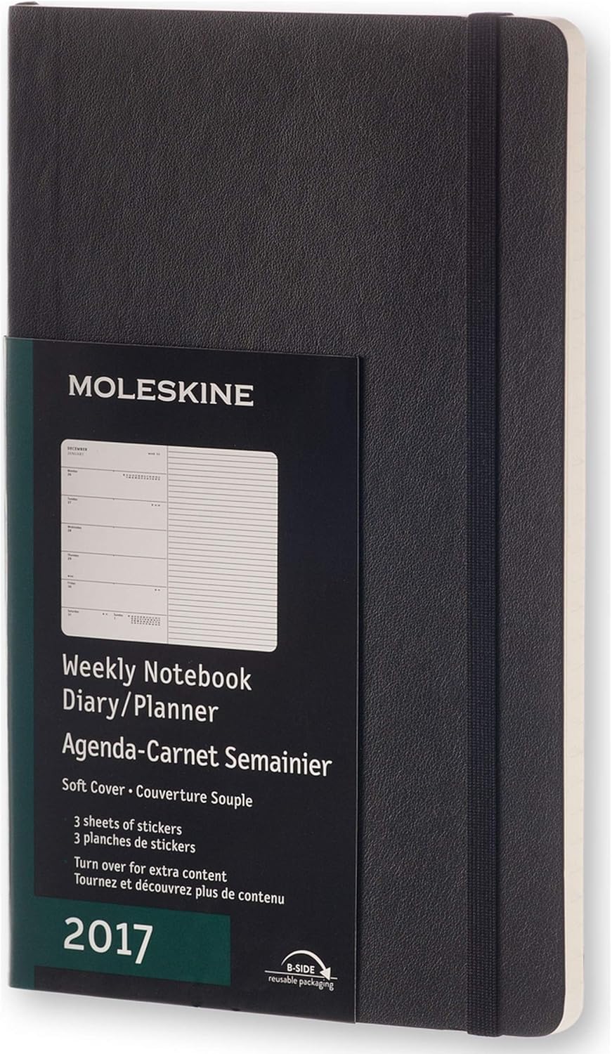 Moleskine DSB12WN3Y17 Agenda semanal 12 meses, L 13 x 21, color negro