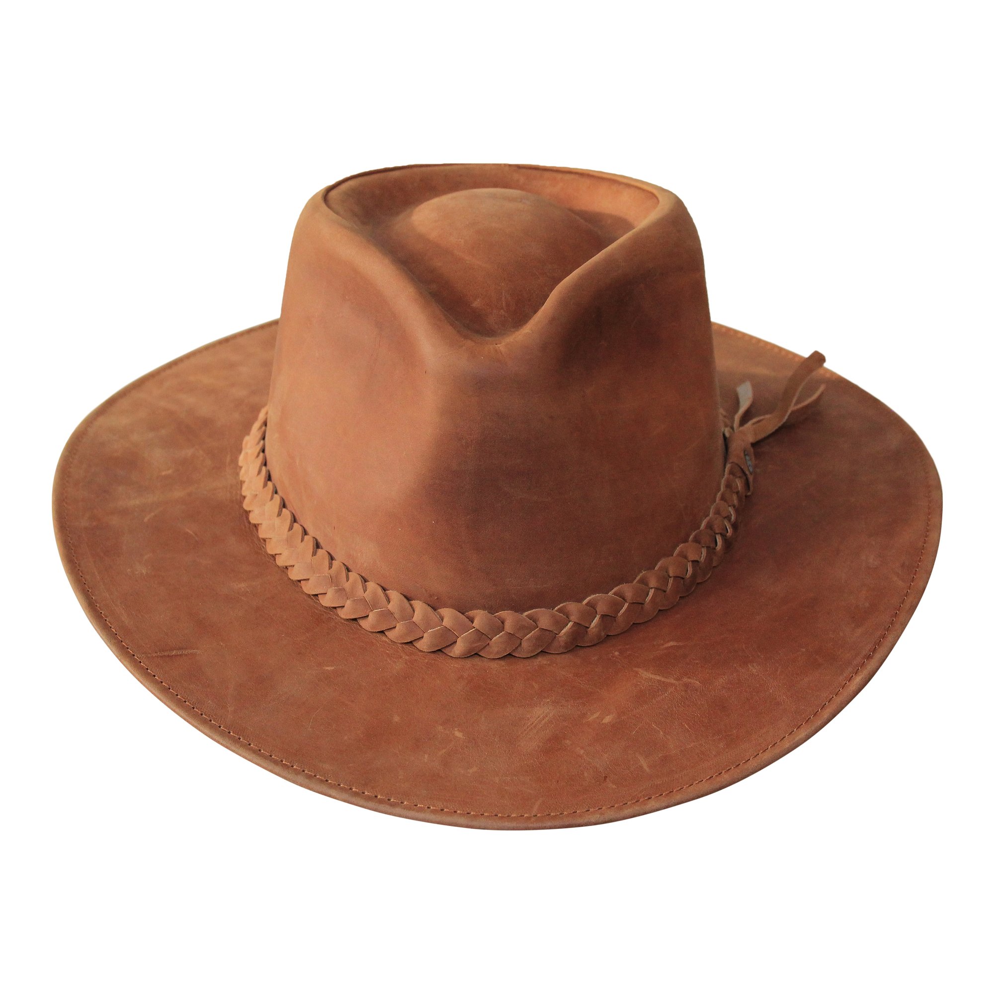 B&S Premium Leder Fedora - Hut mit breiter Krempe - Hochqualitatives Leder - Wasserabweisend