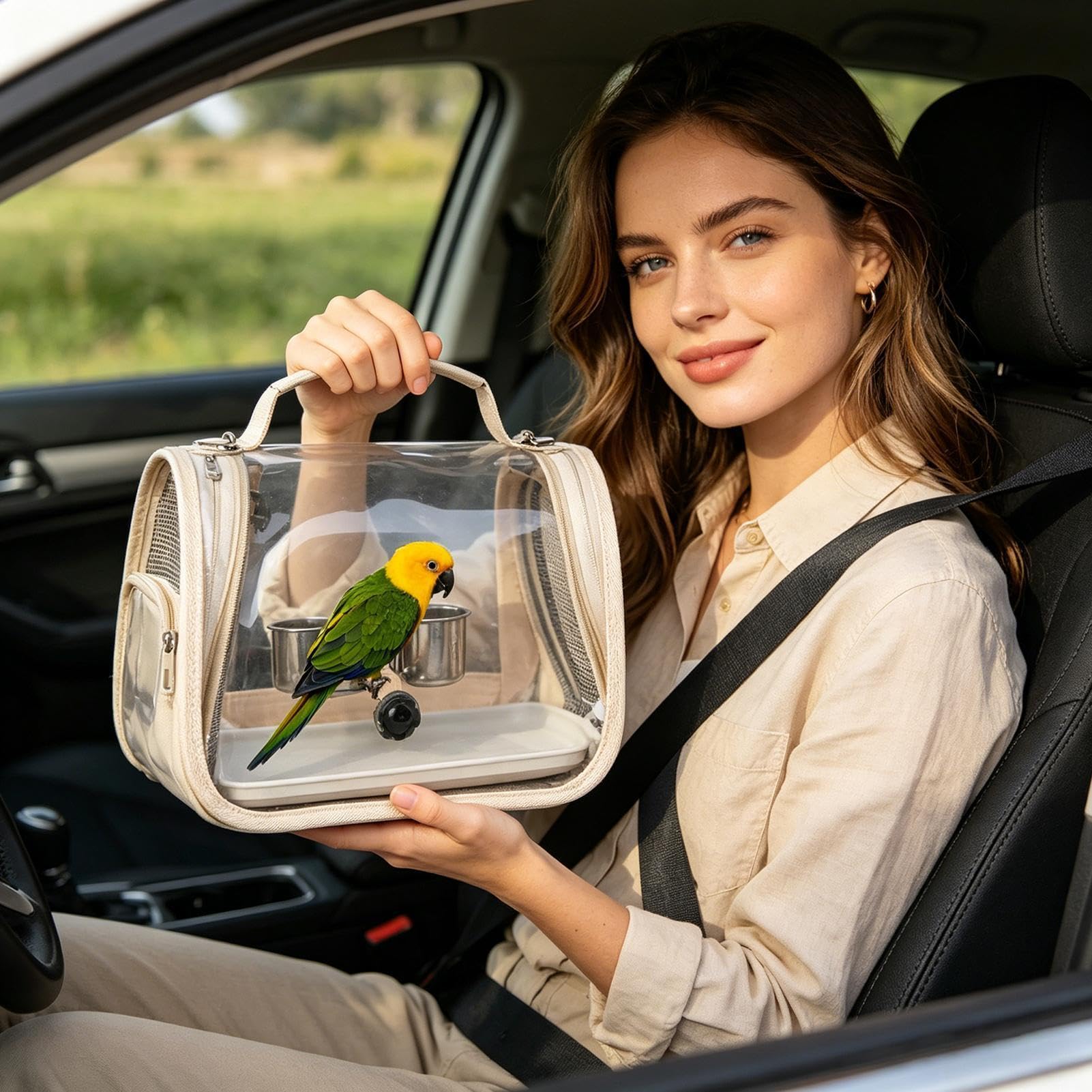 Sac de transport pour oiseaux avec perchoir | Cage légère pour perruches | Pour conure, cacatoès, perroquet, calopsitte, , camping