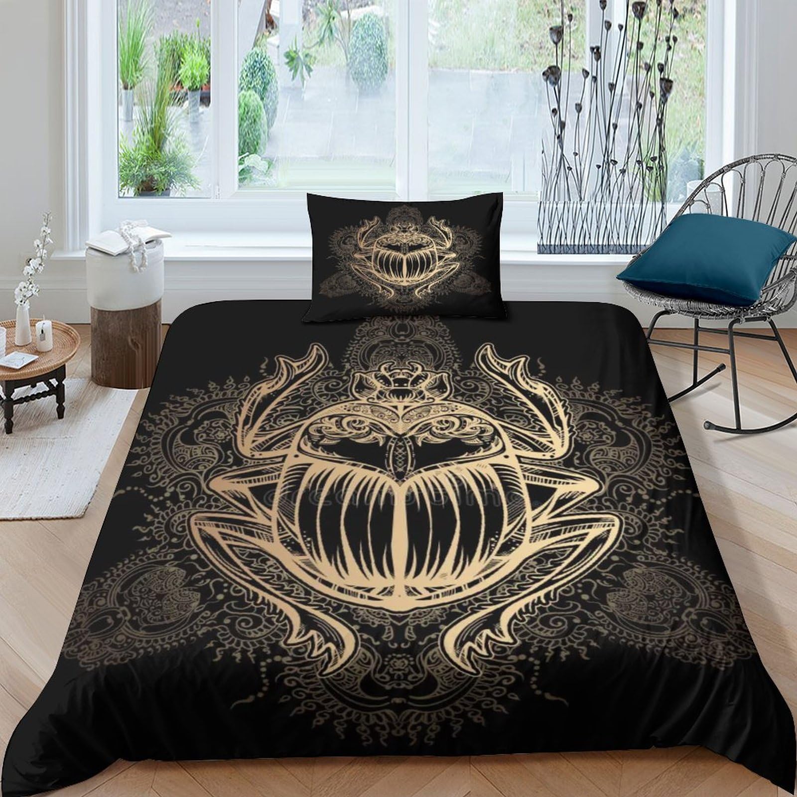 MXRMXR Insect Bedding Set for Kids Adult Teens, 3D Duvet Cover with Pillowcases, Soft Microfiber Quilt Cover with Zipper Closure 2 piece Set Single（135x200cm）