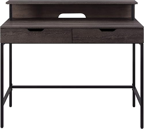 Miniatura 5 de OSP Home Furnishings Contempo - Accesorio de oficina en casa de 40 pulgadas, escritorio con 2 cajones y estante de estante, ceniza Ozark