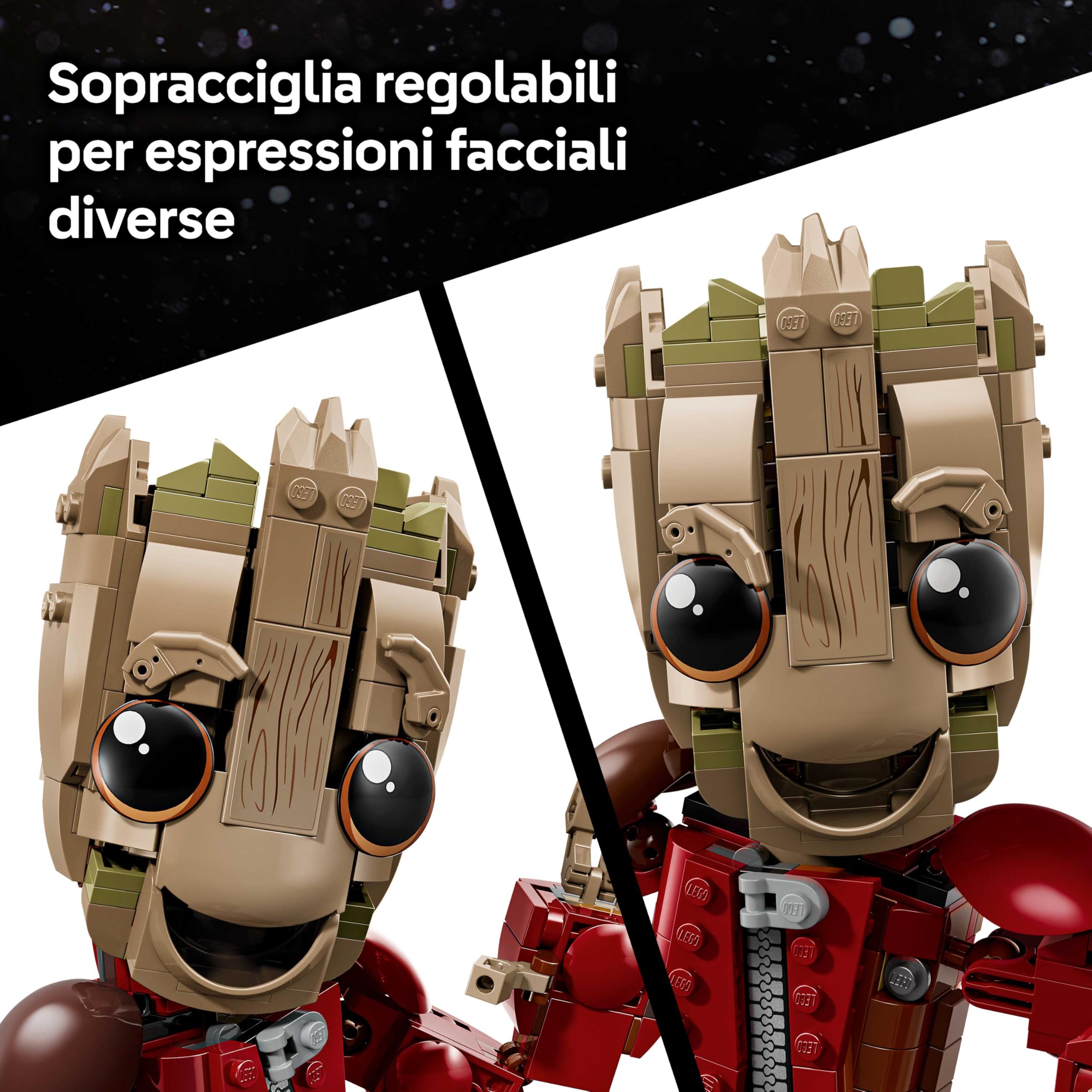 LEGO | Marvel Groot in Tuta da Ravager - Action Figure Giocattolo da Collezione per Supereroi - Decorazione per Camera da Letto o Scrivania - Regalo di Compleanno per Bambini e Fan da 10 Anni - 76341