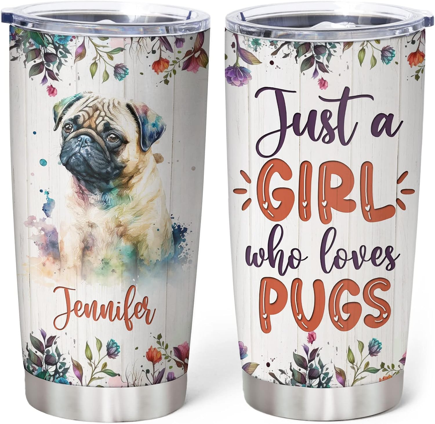 Hyturtle Personalized Gifts For Golden Retriever Lover - Just A Girl Who Loves Golden Retrievers Custom Name Stainless Steel Tumbler 20oz With Lid - Dog Lover Gifts For Women Girl On Birthday