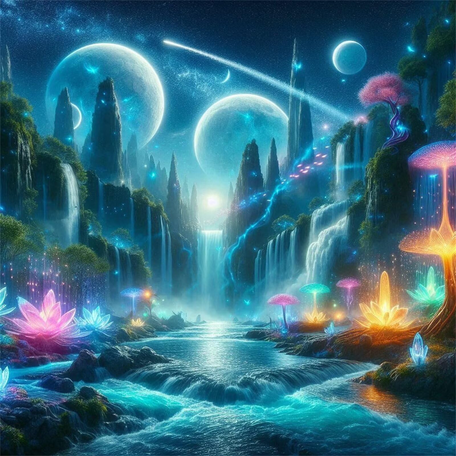 Puzzle 1000 elementów dla dorosłych, fantazyjny wodospad, klasyczne puzzle Jigsaw 65 x 65 cm, gra zręcznościowa dla całej rodziny, kolorowa gra układana, dekoracja domu