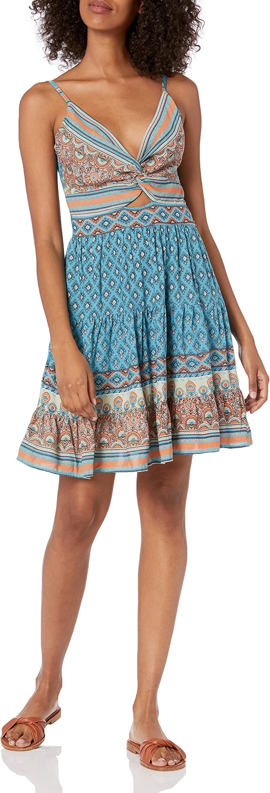 Angie Women's Peek a Boo Tiered Mini Dress