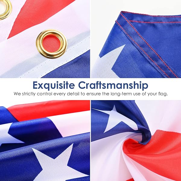 AhfuLife American USA Flag 5ft x 3ft for 4th July Decorations, 1pcs Large America Flags - Double Side with Brass Eyelets for Memorial Day Independence Day Veterans Day Party Decorations - 3