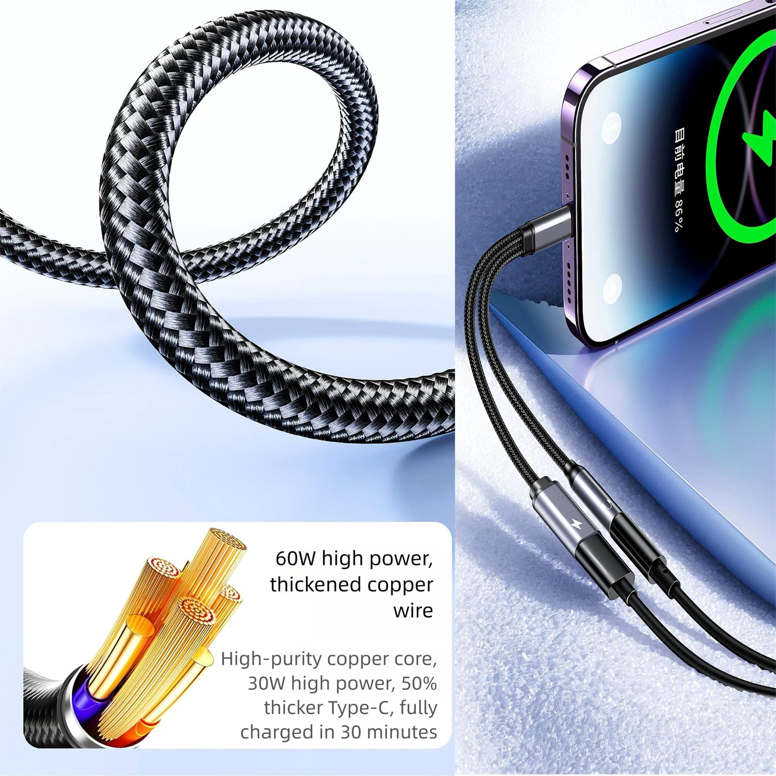 Adaptador de auriculares USB-C a 3.5 mm, carga rápida 2 en 1 y dongle de audio, color gris