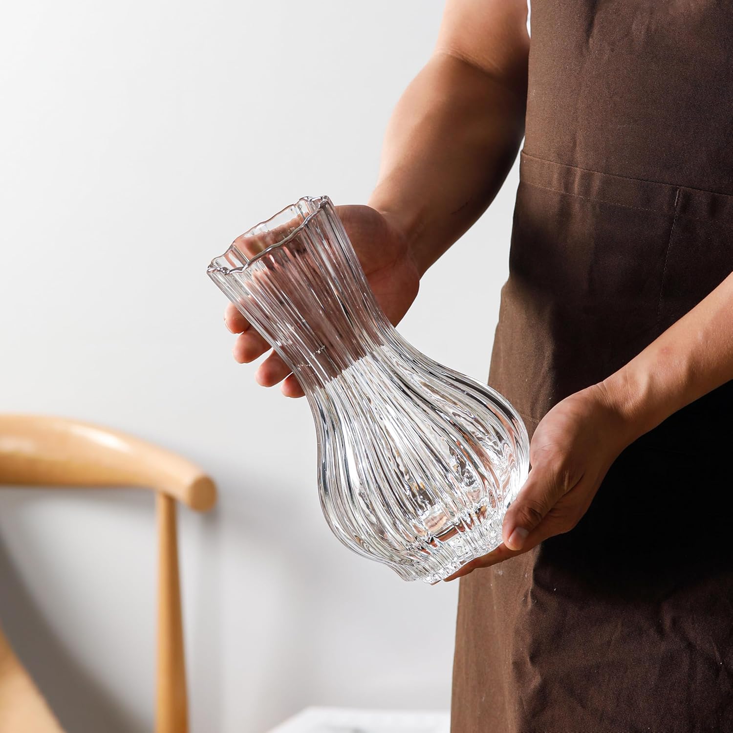 10" Decorative Modern Flower Vase for Floral Arrangements, Large Elegant Clear Glass Vase for Bouquet(Transparent) (Clear, 01) - Image 7