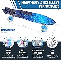 Vista 3 de Beleev Patinetas para niños, patineta Cruiser para principiantes, niñas, niños, adolescentes, minicopatines de 22 pulgadas, patineta completa