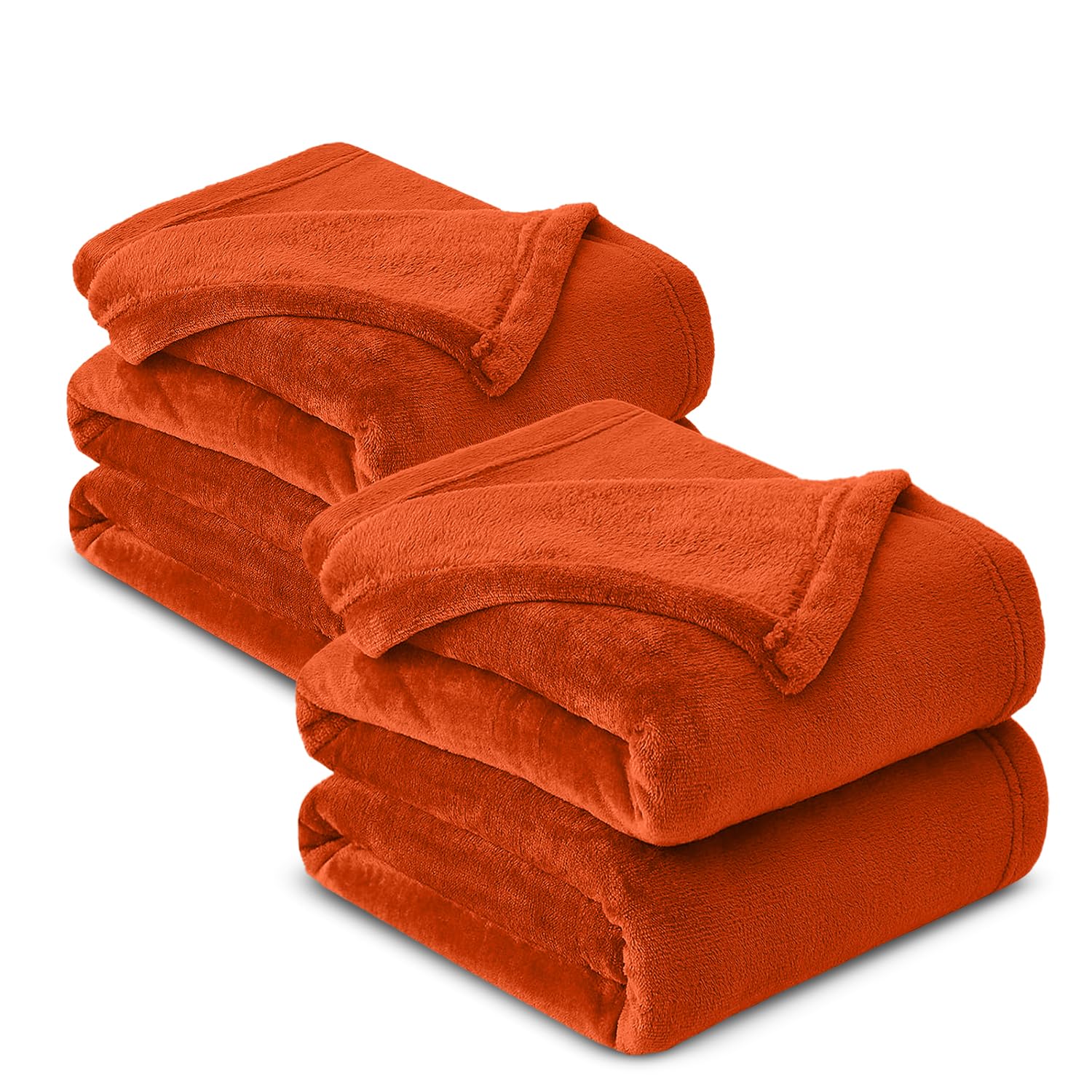 Hafaa Rust Fleece Blanket Sofa Throw 2 Pack - Soft Cosy Fluffy Blankets For Bed/Couch, Warm Single Throws All Season, ,130X150cm