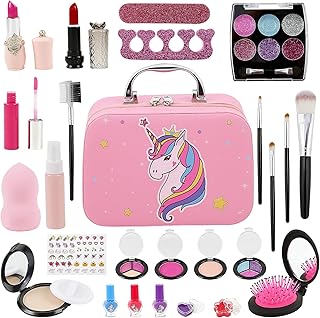 مجموعة مكياج للبنات من ستيرنير، مجموعة مستحضرات تجميل قابلة للغسيل، لعبة للبنات، مجموعة مكياج للبنات مع حافظة (A)