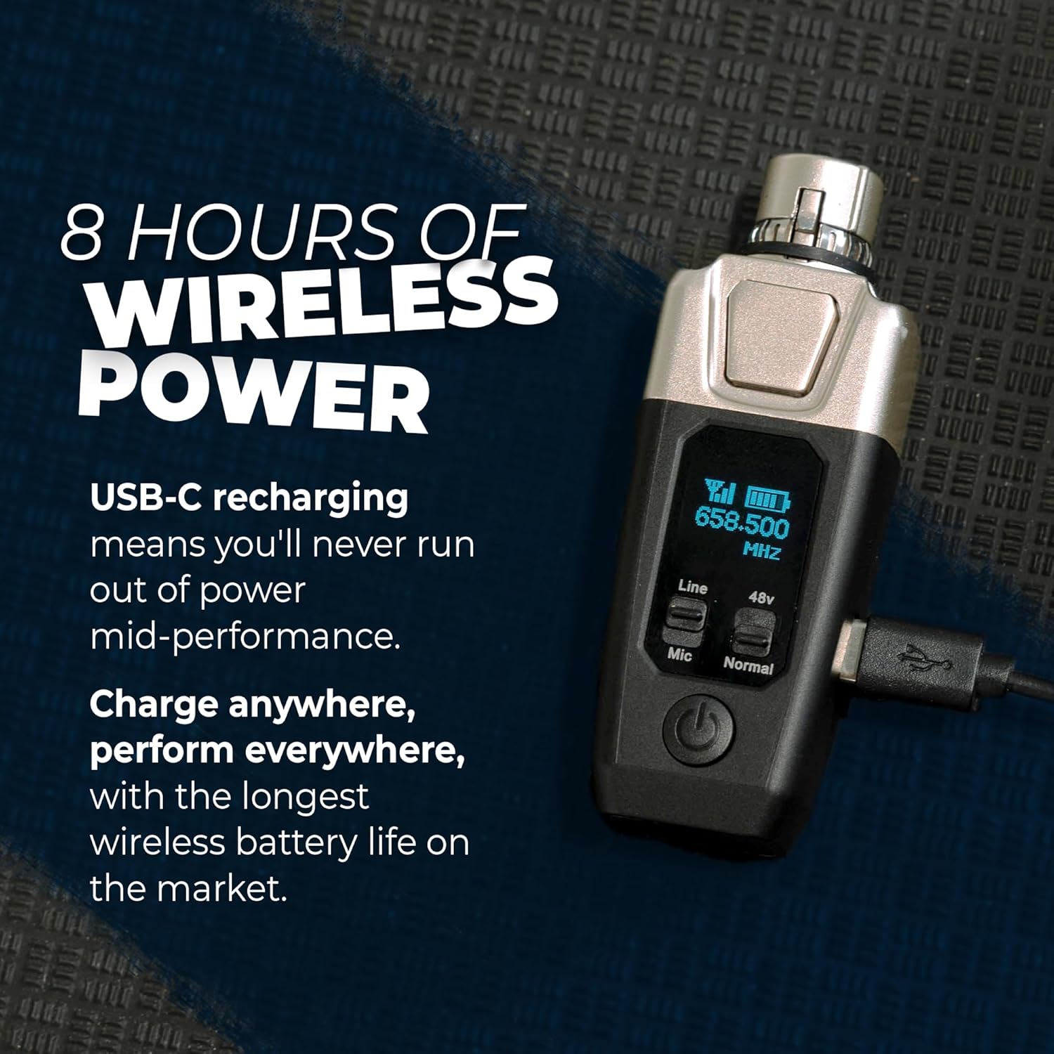 AirSync Wireless XLR Transmitter Receiver System- Dynamic & Condenser Microphones, 150ft Range, Triple Click Mute, 8Hr Battery, 13 Systems Simultaneously for Musicians Churches Events Live Performance - Image 6