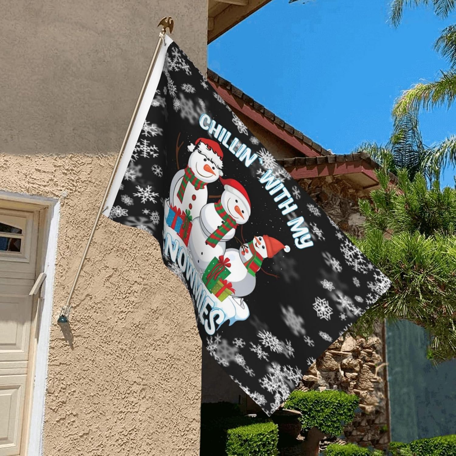 Christmas Flag Chillin With My Snowmies Christmas Flag 3x5 Outdoor Double Sided Funny Flags Outdoor Banner For Home Garden Patio 3x5 Ft, Chillin With My Snowmies Christmas Tapestry For Wall Hanging image 5
