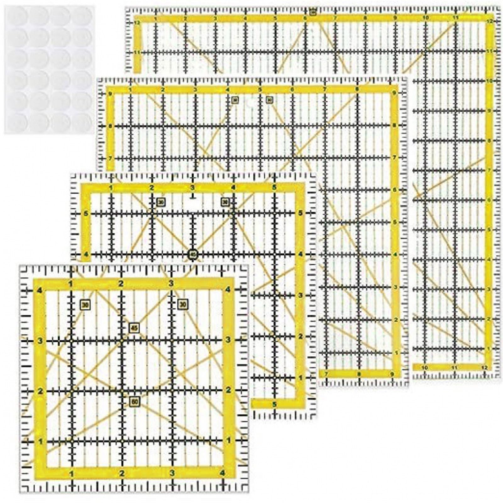 Jazuaiao 4Pcs Sewing Ruler Set Clear Acrylic Quilting Templates Patchwork for Fabric Cutting Dressmaking Sewing Measuring Patchwork Set