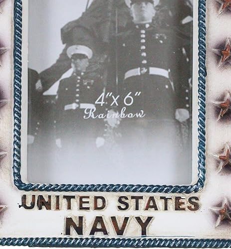 Miniatura 5 de Ebros Gift Emblema patriótico de águila de la Marina de los Estados Unidos con estrellas de rango y cuerdas trenzadas, borde de 4 x 6 pulgadas,