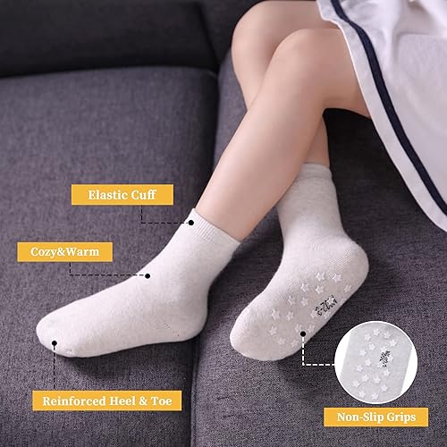 Miniatura 2 de FNOVCO Calcetines de agarre antideslizantes con suela antideslizante para bebés, niños y niñas, calcetines cálidos de algodón grueso