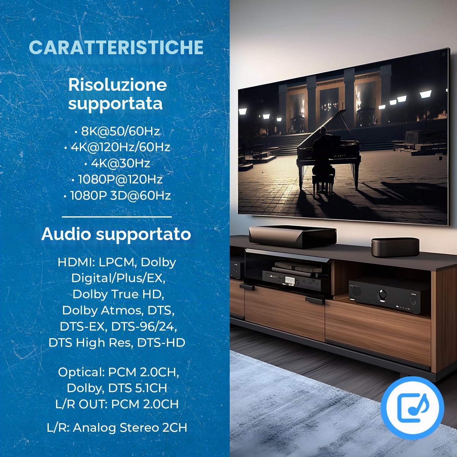 OREI Estrattore audio 8K HDMI UltraHD 4K @ 120Hz 48G HDMI 2.1 convertitore audio per PS5 SPDIF + uscita HDCP 2.3 da 3,5 mm – Dolby Digital/DTS Passthrough CEC, HDR, Dolby Vision, ARC, HDR10+ (BKA-1)