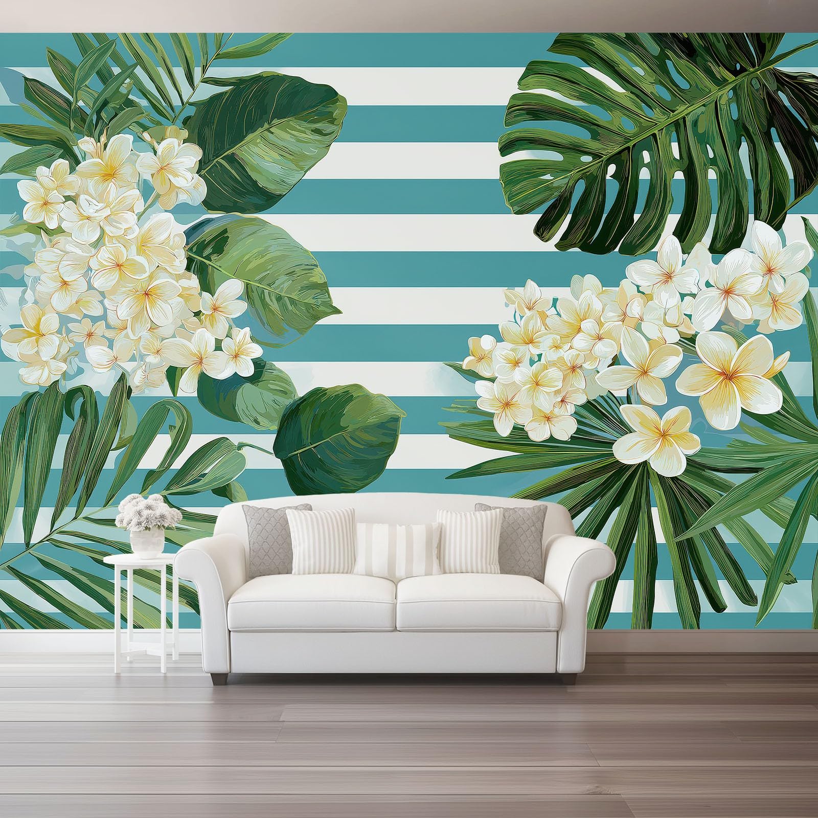 Papier peint panoramique bleu et vert pour relooker une chambre facilement