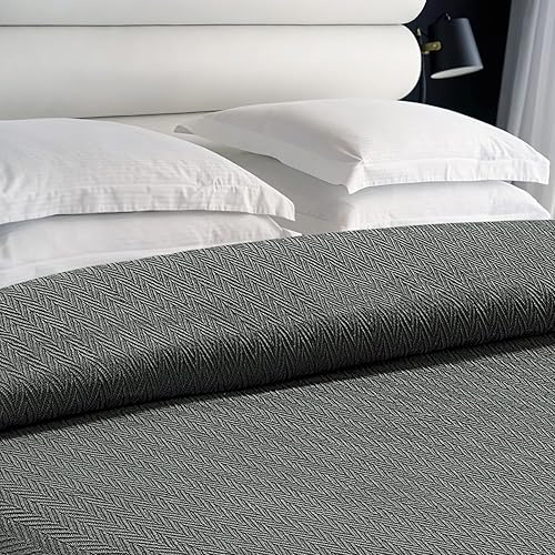 Miniatura 4 de White Classic Mantas de tamaño King para cama, manta 100% algodón suave y transpirable, manta de verano ligera de 14.46 ozm, 108 x 90 pulgadas, gris