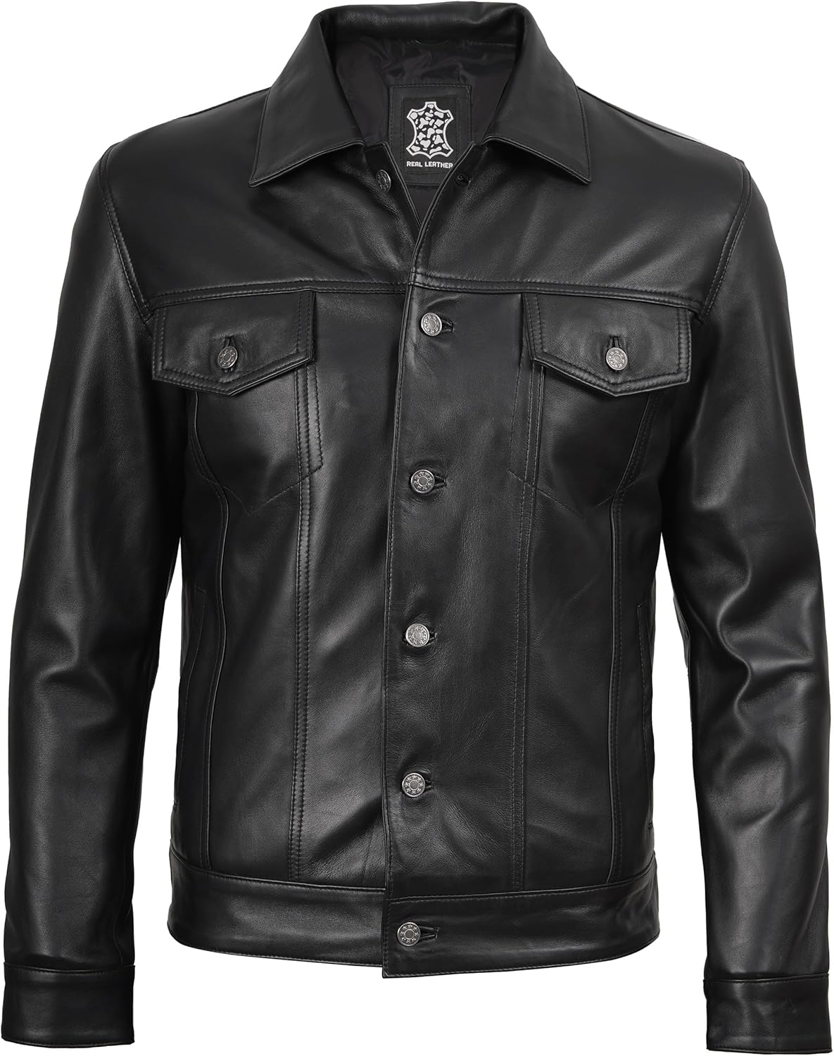 Decrum Leather Jacket For Men - Real Lambskin Vintage Trucker Mens Leather Jackets - Image 3