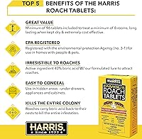 Vista 3 de Tabletas para cucarachas Harris, polvo mata cucarachas de ácido bórico con señuelo para insectos (4 oz, 96 tabletas)