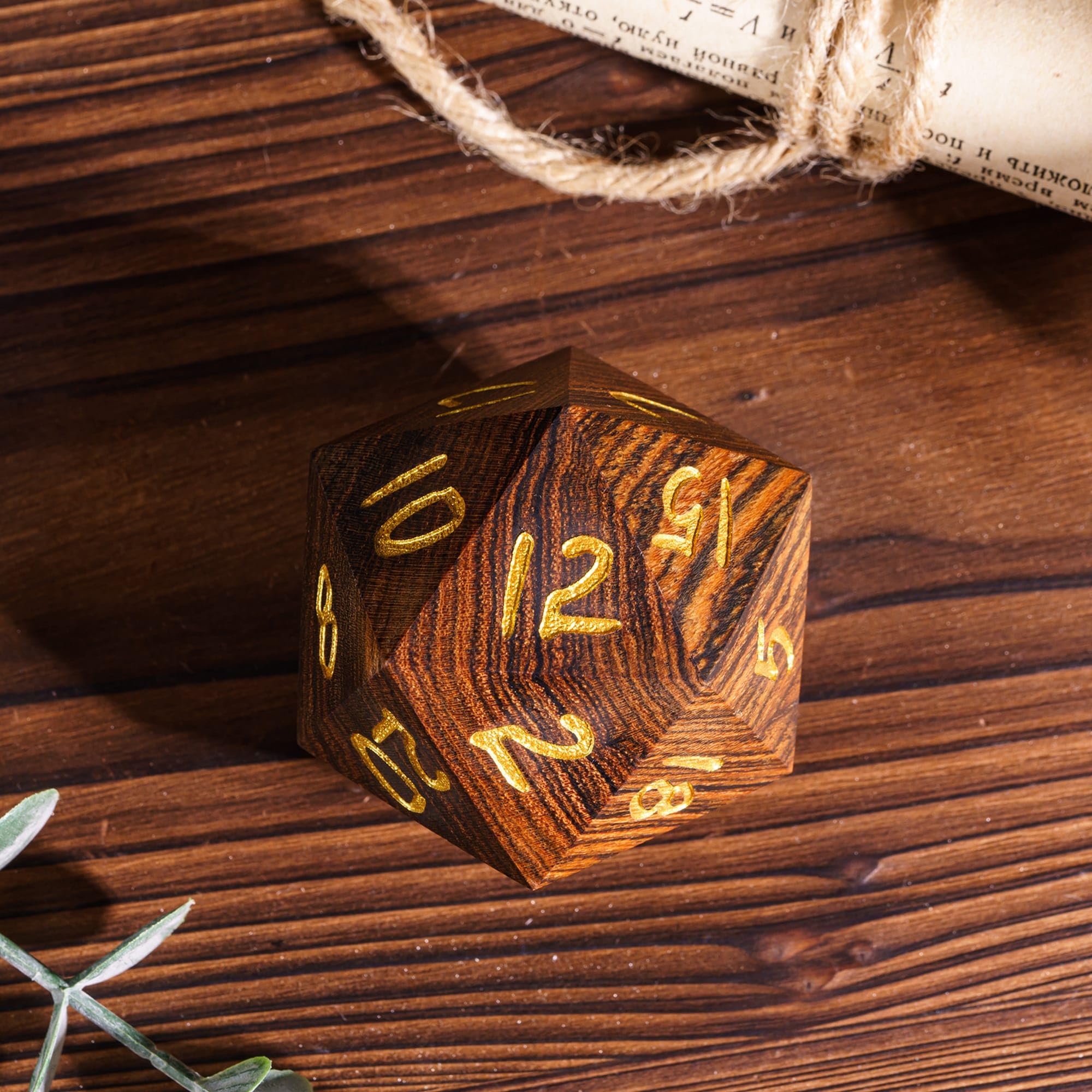 Dadi poliedrici in legno D20 da 50 mm, 20 facce, per giochi di ruolo e altri giochi da tavolo