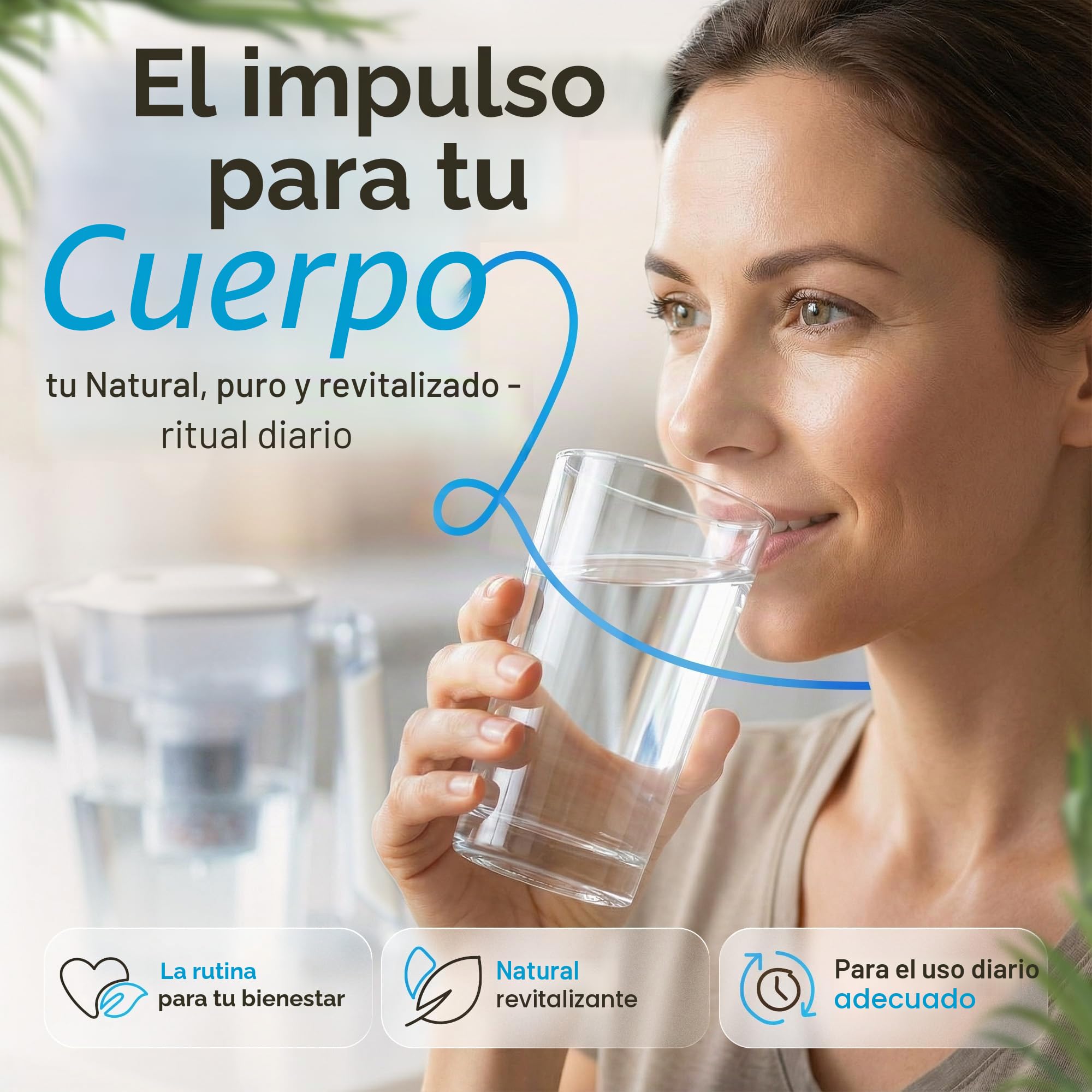 Filtro de agua MAUNAWAI® Premium Bio, incluye 1 jarra de agua + 1 cartucho filtrante y almohadilla de filtro (para 3 meses) - Blanco, filtro de agua potable + jarra con filtro