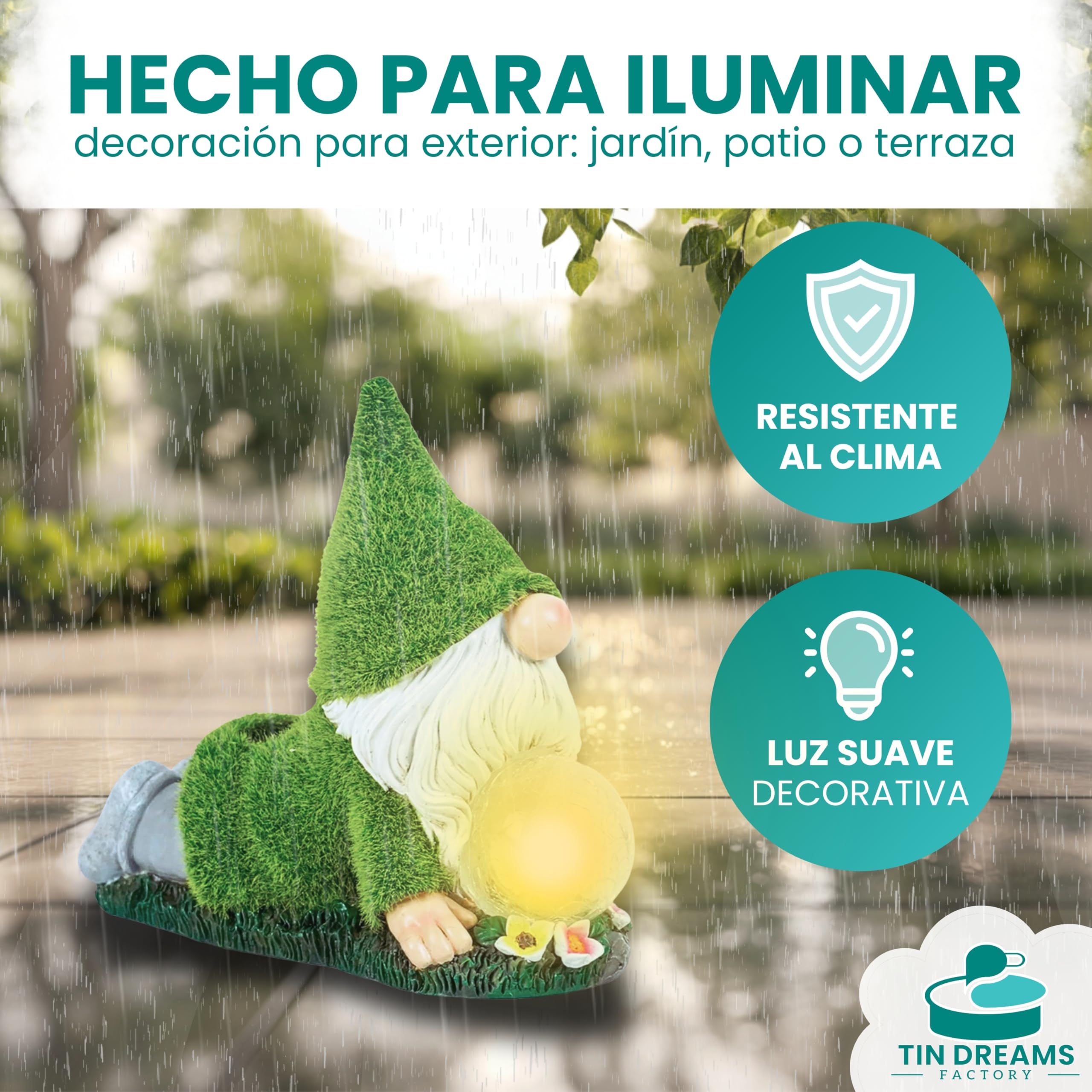 Gnomo Yoga con Luz Solar – Figura Decorativa de Jardín en Resina – Enanito Exterior con Burbuja Luminosa LED – Adorno Relajante para Jardín, Patio y Terraza