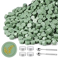 Vista 21 de Yoption Juego de 360 cuentas de cera de sellado azul para sello de cera con velas y cuchara de fusión