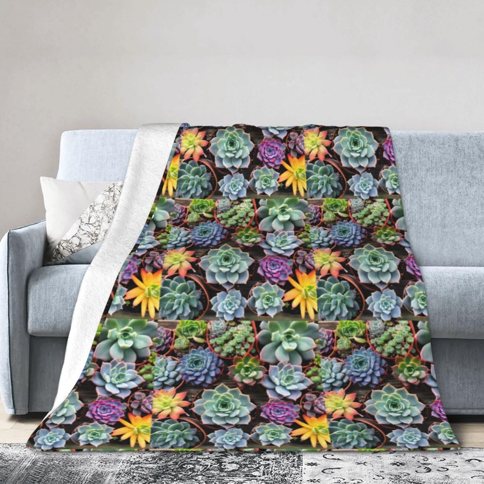 Couverture d'automne douce pour canapé plaid imprimé succulente pour vos soirées cocooning