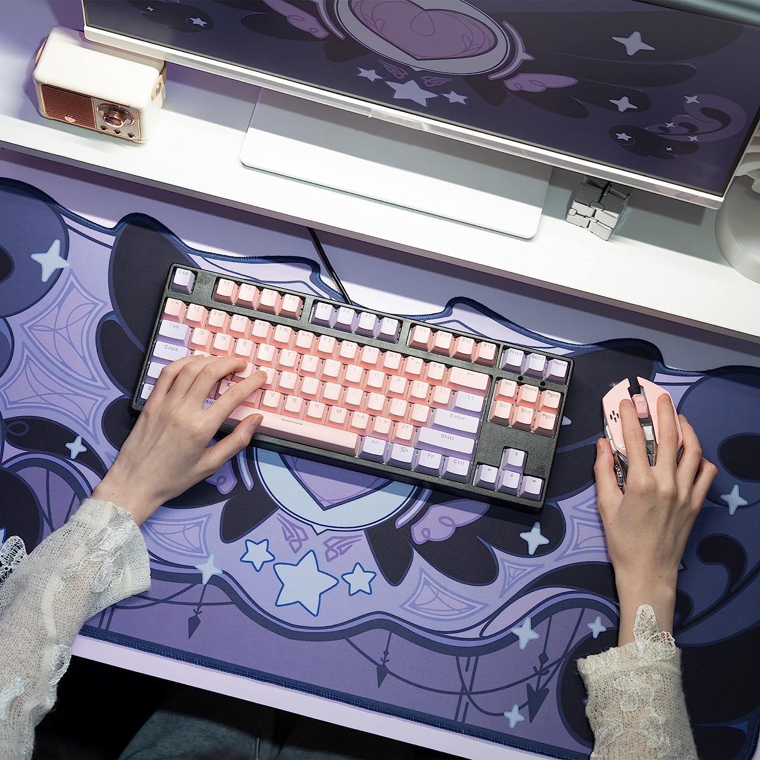 GeekShare Grand Tapis De Souris De Jeu Avec Bords Cousus, Base