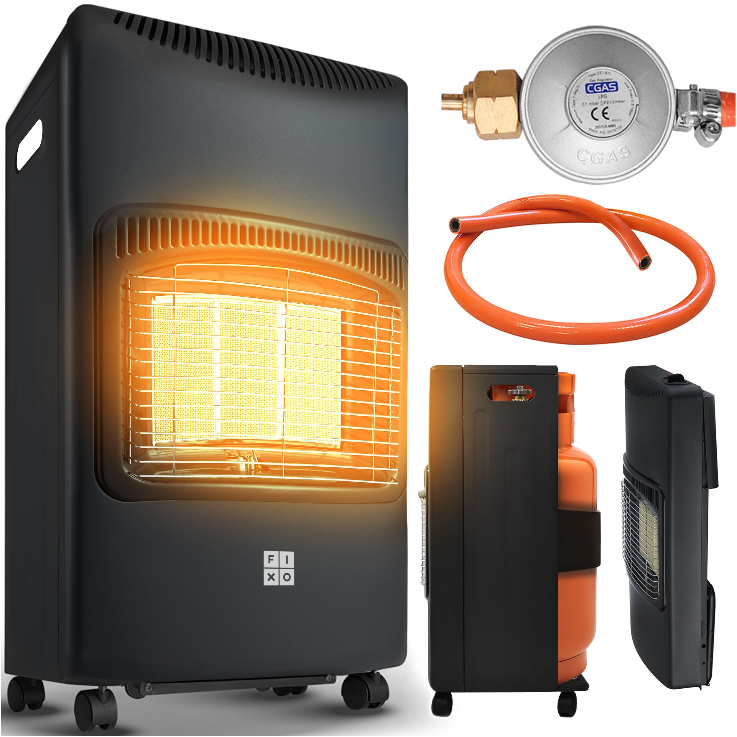 Piecyk gazowy na butle grzejnik FIXO TURBO FLAME F 4,2kW piec gaz SKŁADANY z atestowanym wężem i reduktorem w zestawie (brak butli w zestawie)
