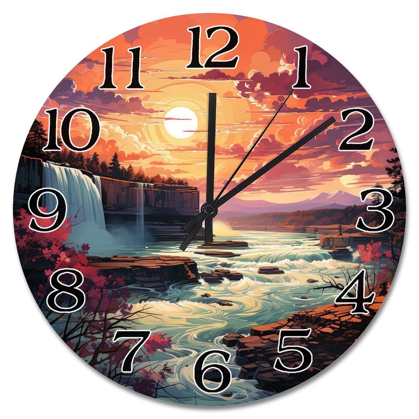 Horloge murale 38 cm à piles pour salon et chambre décor Niagara