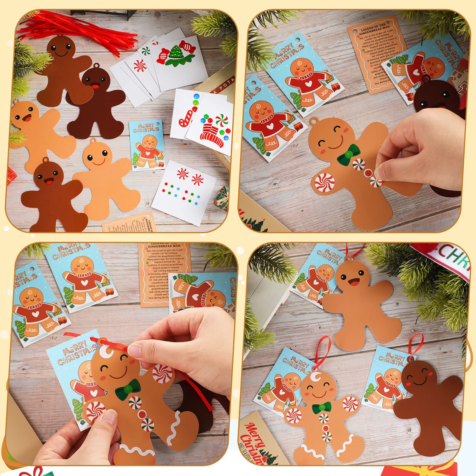 Civaner 24 Kits de Manualidades de Navidad para Niños Adornos de Árbol Colgantes Arte y Manualidades Proyecto DIY Kit de Manualidades Casa de Jengibre Caja de Navidad Santa Claus Reno Manualidades