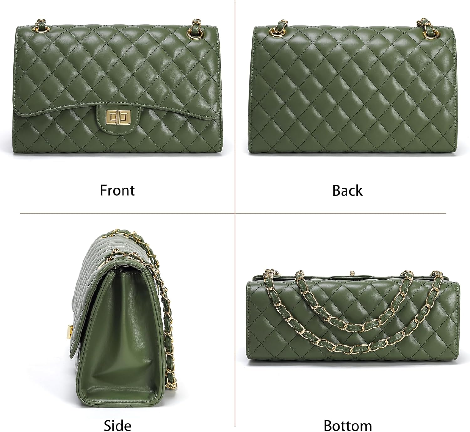 Quilted Crossbody Purse for Women Trendy Ladies Shoulder Bag with Chain Strap PU Leather Cross Body Bags Satchel HandBag - Image 3